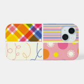 Pink Fuchsia Plaid Stripes Points Scribbles Motif (Verso Horizontal)