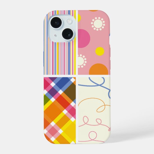 Pink Fuchsia Plaid Stripes Points Scribbles Motif (Verso)