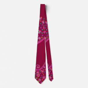 PINK FUCHSIA RED BURGUNDY ABSTRACT DECO STROPDAS
