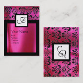 PINK FUCHSIA SILK DAMASK CLOTH ,SQUARE MONOGRAM VISITEKAARTJE (Voorkant / Achterkant)
