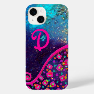 PINK FUCHSIA TURQUOISE BLUE ABSTRACT DECO MONOGRAM Case-Mate iPhone 14 HOESJE