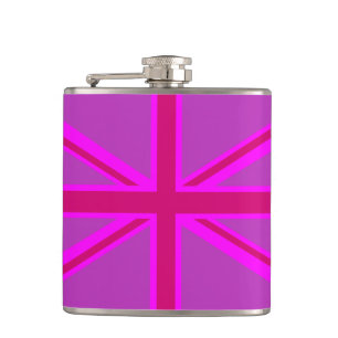 Pink Fuchsia Union Jack Flag Design Heupfles