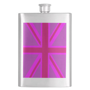 Pink Fuchsia Union Jack Flag Design Heupfles
