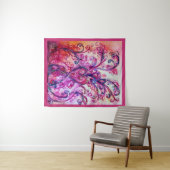 PINK FUCHSIA WHIMSICAL FLOURISHES MET HEART WANDKLEED (In Situ (horizontaal))