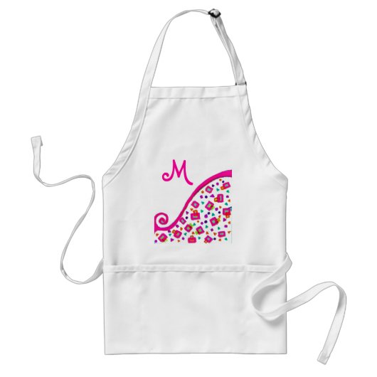 PINK FUCHSIA WHITE ABSTRACT DECO MONOGRAM STANDAARD SCHORT (Voorkant)