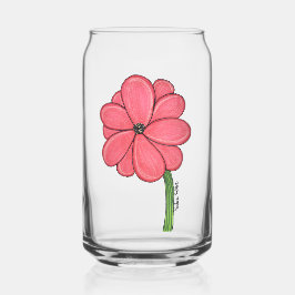 Pink Full Flower Blikvorm Glas
