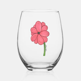 Pink Full Flower Wijnglas Zonder Voet