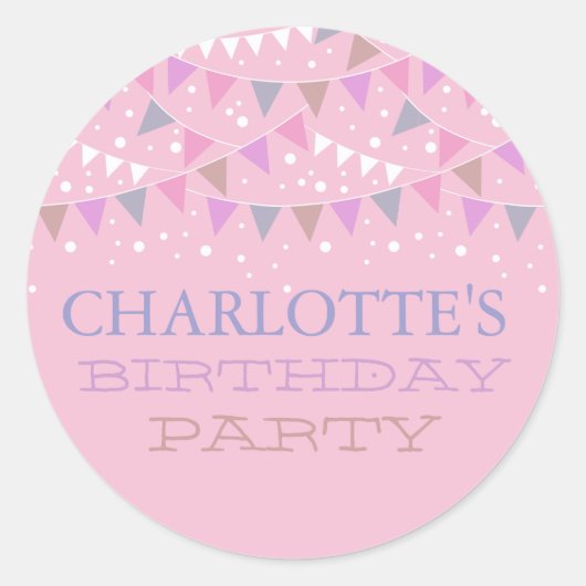 Pink Fun Bunch Anniversaire | Sticker de partie (Devant)
