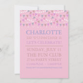 Pink Fun Bunting | Invitation de fête d'anniversai (Devant)