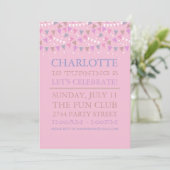 Pink Fun Bunting | Invitation de fête d'anniversai (Debout devant)