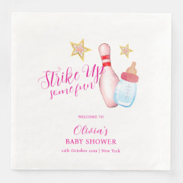 Pink Fun Strike Up Bowling Baby Shower Welcome Servet