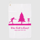 Pink Funny Disc Golf Putting met boomobstakel Golfhanddoek (Voorkant)