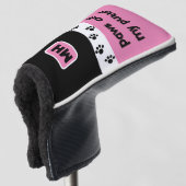 Pink Funny Paws off My Putter met Initialen Golfheadcover (3/4 voorkant)