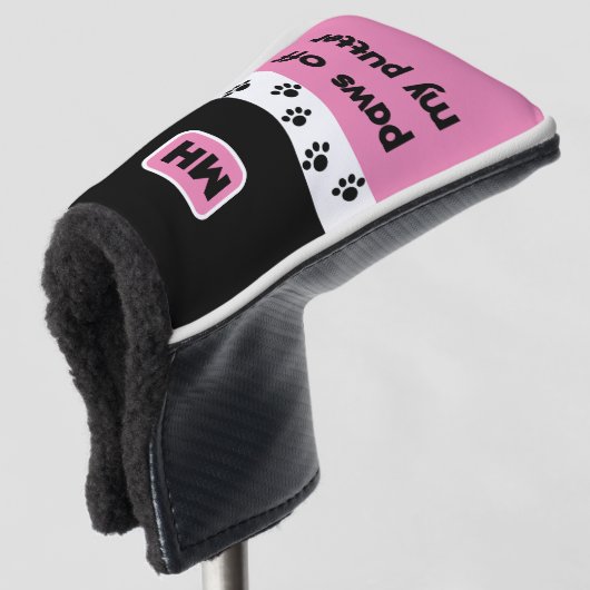 Pink Funny Paws off My Putter met Initialen Golfheadcover (3/4 voorkant)