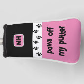 Pink Funny Paws off My Putter met Initialen Golfheadcover (Voorkant)