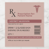 Pink Funny Rx Prescription Étiquette de vin pour i (Étiquettes simples)