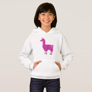 Pink Furry Llama Kinder Hoodie