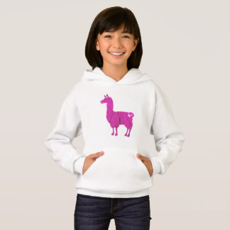 Pink Furry Llama Kinder Hoodie