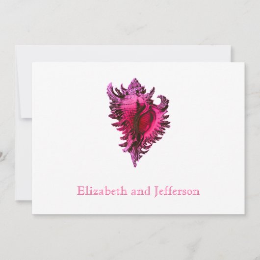 Pink Fuscia Sea Shell Faire-part de mariage modern (Devant)