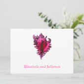 Pink Fuscia Sea Shell Faire-part de mariage modern (Debout devant)