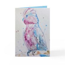 Pink Galah Parrot Bird Aquarelle Carte d'anniversa