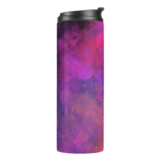 Pink Galaxy Paint Splatter Effect Thermosbeker (Gedraaid links)