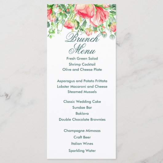 Pink Garden Bouquet Menu (Voorkant)
