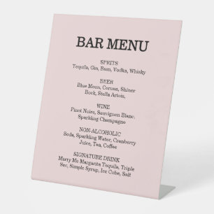 Pink Garden Roos Wedding Cocktail Menu Reclamebord Met Voetstuk