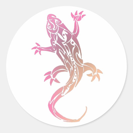 Pink Gecko Tattoo Ronde Sticker (Voorkant)