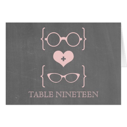 Pink Geeky Lunettes Tableau noir Numéro Carte (Devant horizontal)