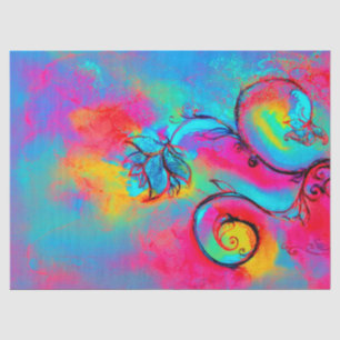 PINK GEEL BLAUWGROEN BLAUW WHIMSICAL FLOWERS Flora Tissuepapier