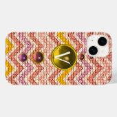 PINK GEMALSTONES EN MONOGRAM VOOR MOSAISCHE CHEVRO Case-Mate iPhone CASE (Achterkant (horizontaal))