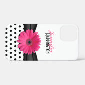 Pink Gerber Daisy Black Polka Dot iPhone 6 coque (Verso (horizontal))