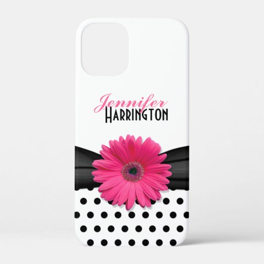 Pink Gerber Daisy Black Polka Dot iPhone 6 coque (Verso)