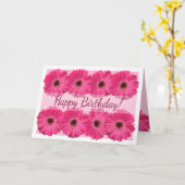 Pink Gerber Daisy Bonne carte d'anniversaire (Fleur jaune)