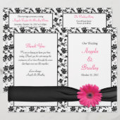 Pink Gerber Daisy Damask Floral Wedding Programme (Devant / Derrière)