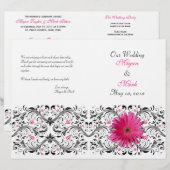 Pink Gerber Daisy Floral Wedding Programme (Devant / Derrière)