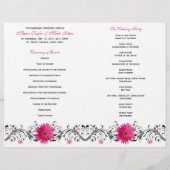 Pink Gerber Daisy Floral Wedding Programme (Dos)