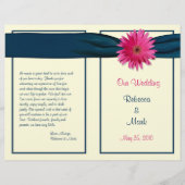 Pink Gerber Daisy Navy Programme de mariage au rub (Devant)