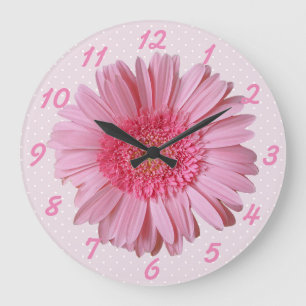 Pink Gerber Daisy Wall klok