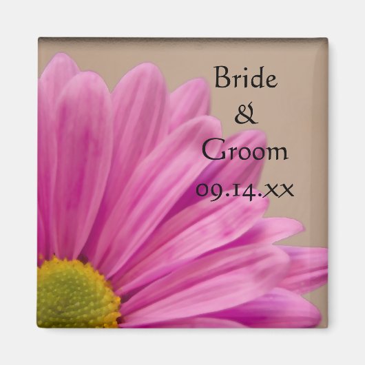 Pink Gerber Daisy Wedding Magneet (Voorkant)