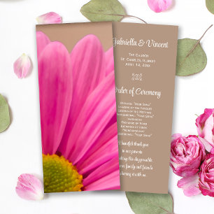 Pink Gerber Daisy Wedding Programme Programma