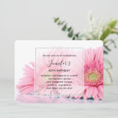 Pink Gerbera Daisies Elegant Foto Birthday Kaart (Staand voorkant)