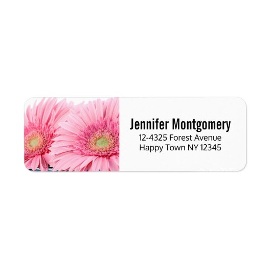 Pink Gerbera Daisies Elegant Foto Etiket (Voorkant)