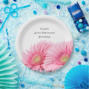 Pink Gerbera Daisies Elegant Fotografie van de dag Papieren Bordje