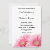 Pink Gerbera Daisies Elegant Photo Wedding Kaart (Voorkant)
