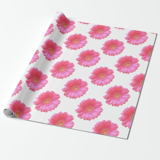 Pink gerbera daisy cadeaupapier (Uitgerold)