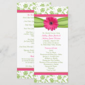 Pink Gerbera Daisy Green Floral Wedding Programme Programma (Voorkant / Achterkant)