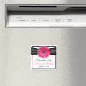Pink Gerbera Daisy Monogram Wedding Magnet Magneet (Insitu (Vaatwasser))
