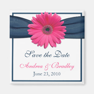Pink Gerbera Daisy Monogram Wedding Magnet Magneet